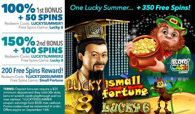 Sloto'Cash 350 Free Spins Bonus